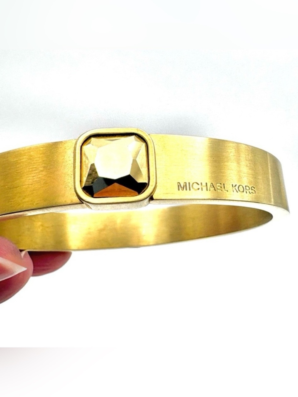 Michael Kors Urban Rush Brushed Yellow Gold Hinged Bangle Bracelet